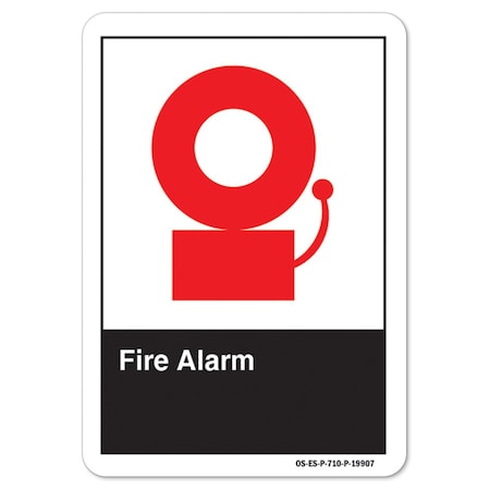 ANSI Emergency Sign, Fire Alarm, 18in X 12in Rigid Plastic